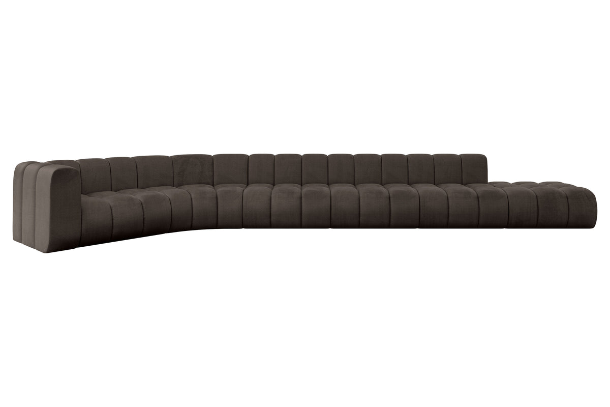 Ecksofa TILMO-L3 Samt, Braun - Monolith 15 / Ottomane Links / Ohne Schlaffunktion