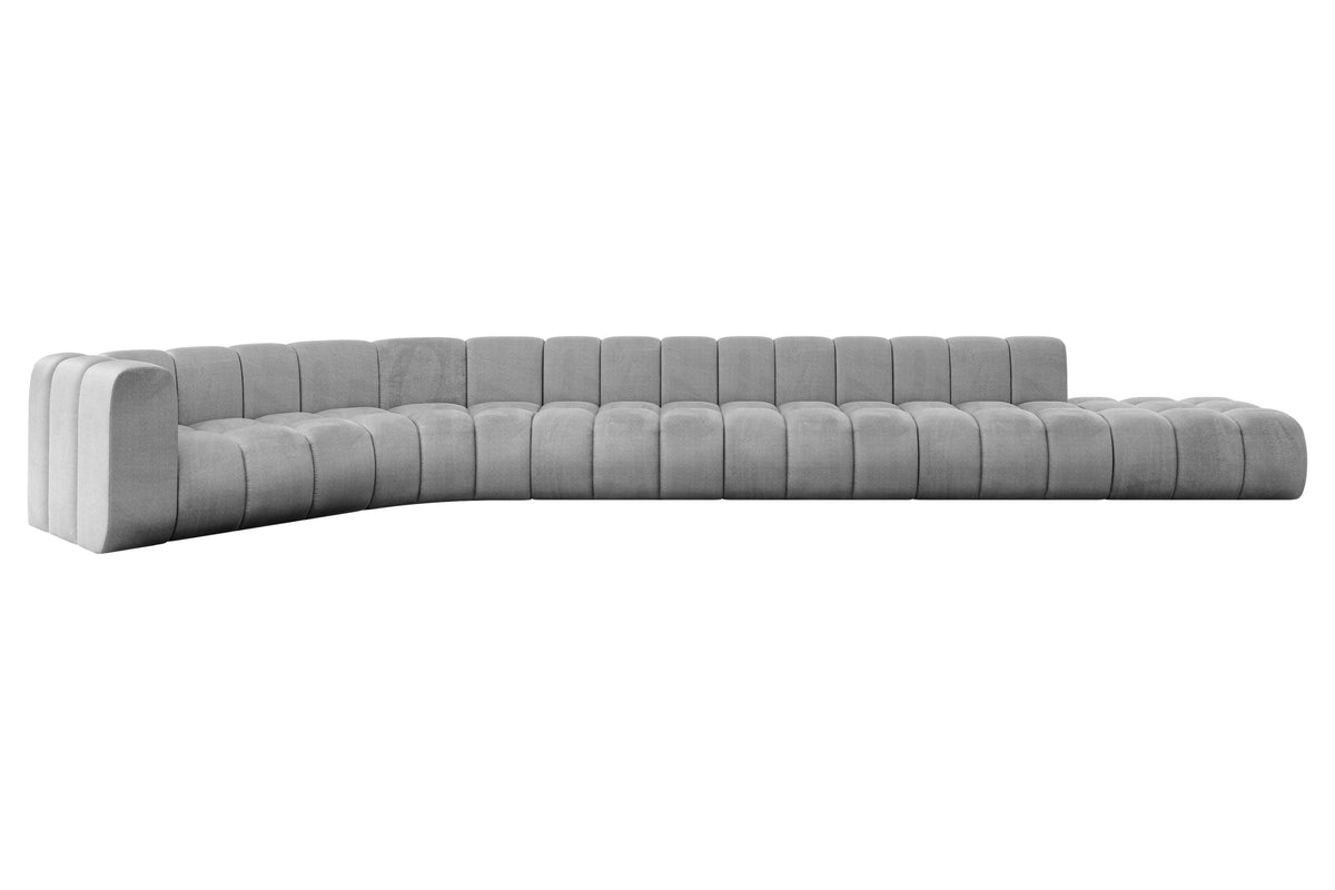 Ecksofa TILMO-L3 Samt, Grau - Monolith 84 / Ottomane Links / Ohne Schlaffunktion