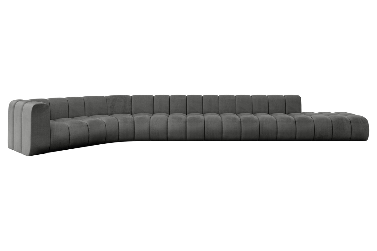 Ecksofa TILMO-L3 Samt, Dunkelgrau - Monolith 92 / Ottomane Links / Ohne Schlaffunktion