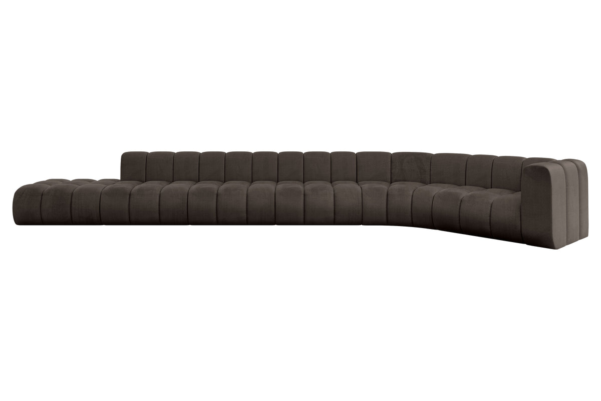 Ecksofa TILMO-L3 Samt, Braun - Monolith 15 / Ottomane Rechts / Ohne Schlaffunktion