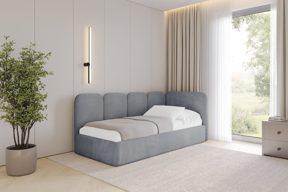 Łóżko młodzieżowe VELY welur lewostronne