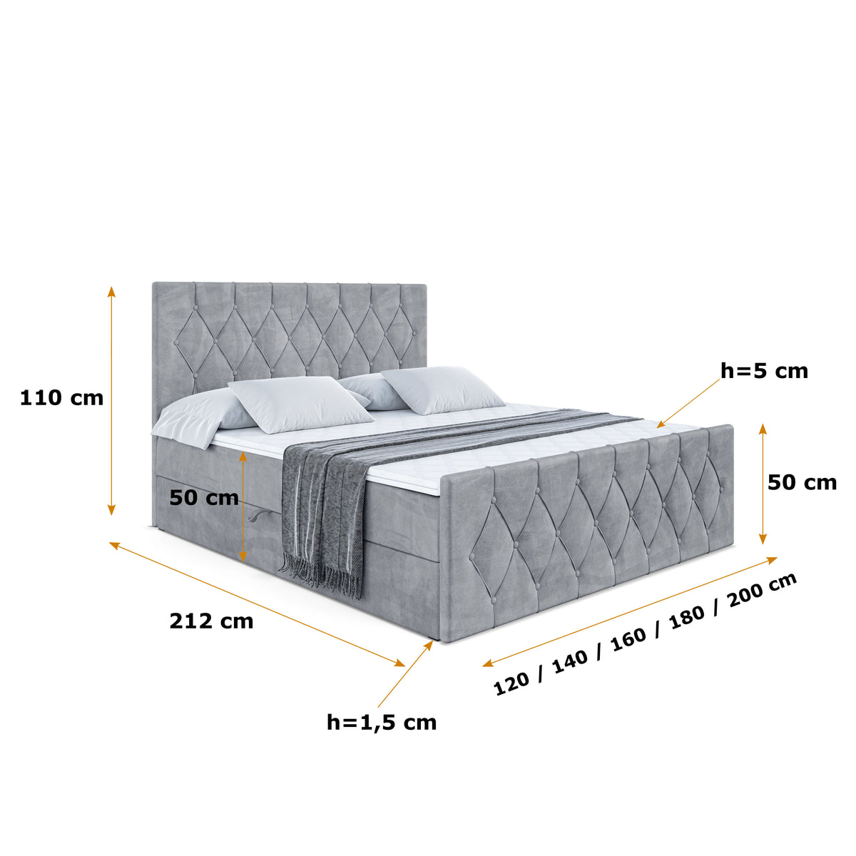 Łóżko boxspring VELANTO welur