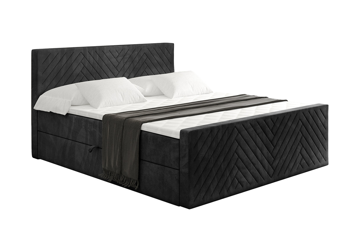 Łóżko boxspring VEXA-Z welur, Czarny - Casablanca 2316 / 120x200 cm / H4