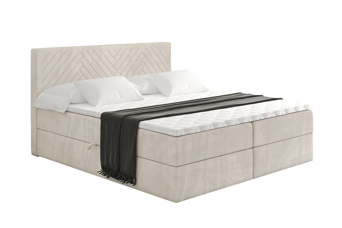 Łóżko boxspring VEXA welur, Beżowy - Casablanca 2301 / 120x200 cm / H3
