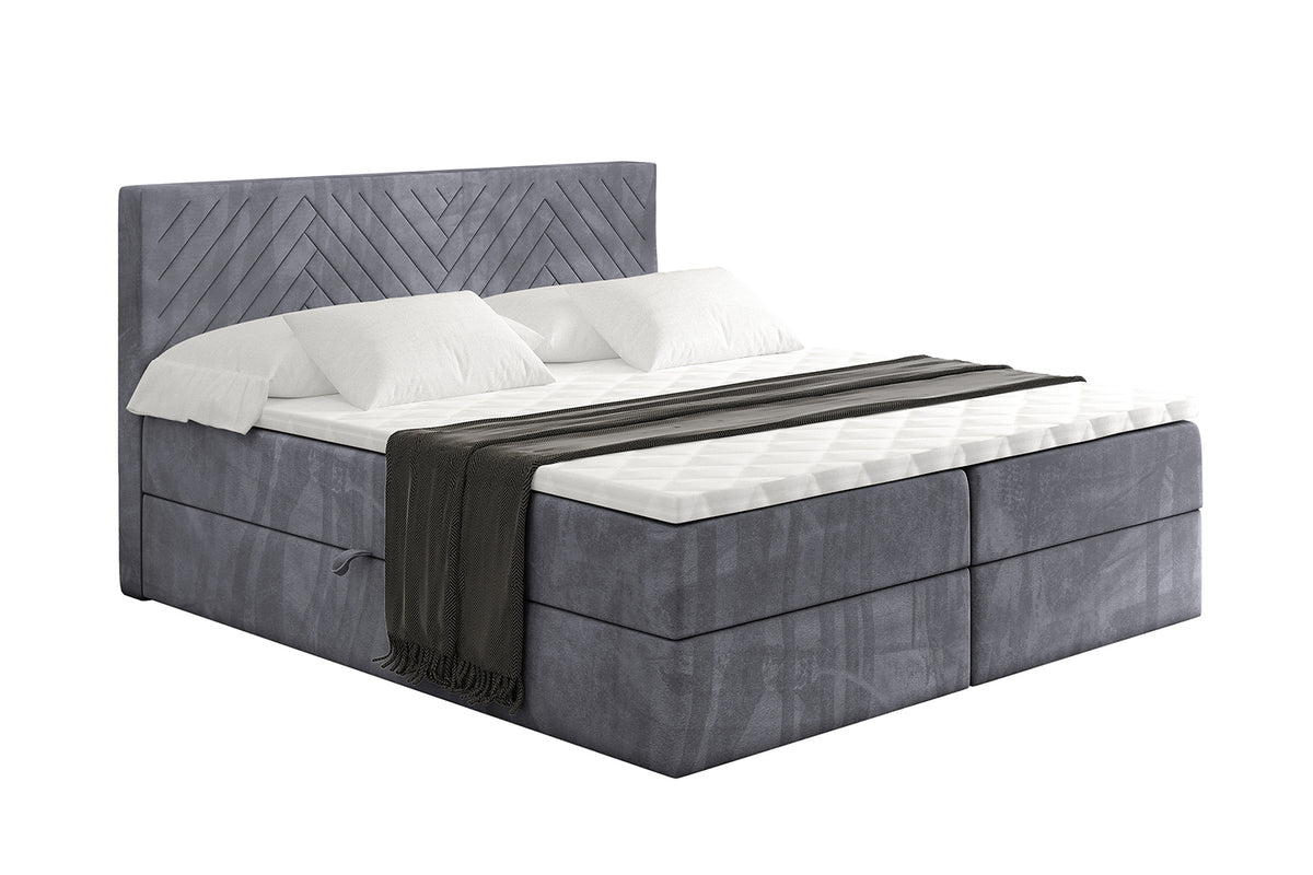 Łóżko boxspring VEXA welur, Ciemnoszary - Casablanca 2315 / 120x200 cm / H4
