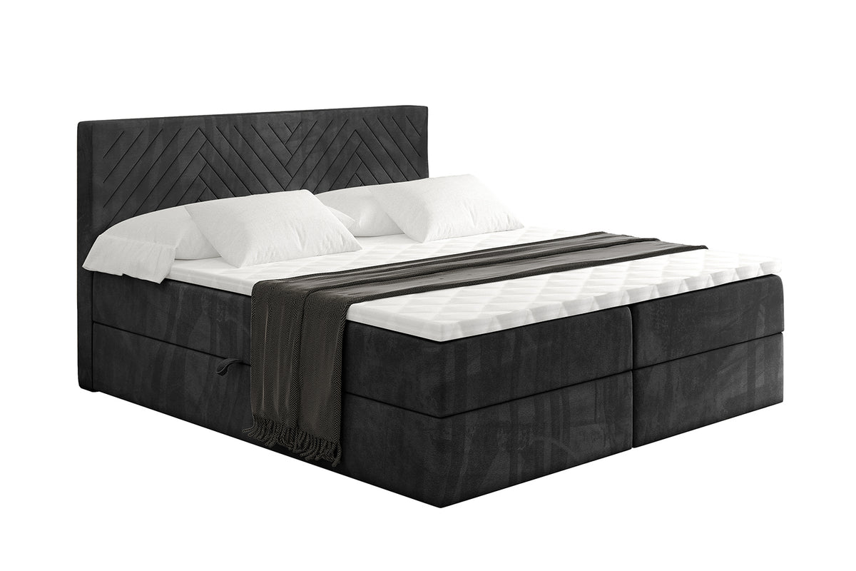 Łóżko boxspring VEXA welur, Czarny - Casablanca 2316 / 120x200 cm / H4