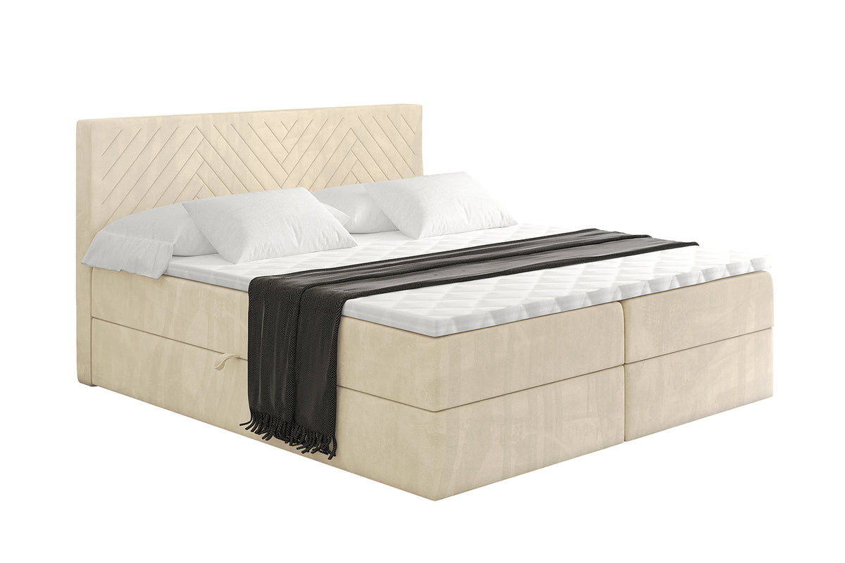 Łóżko boxspring VEXA welur, Beżowy - Monolith 04 / 120x200 cm / H3