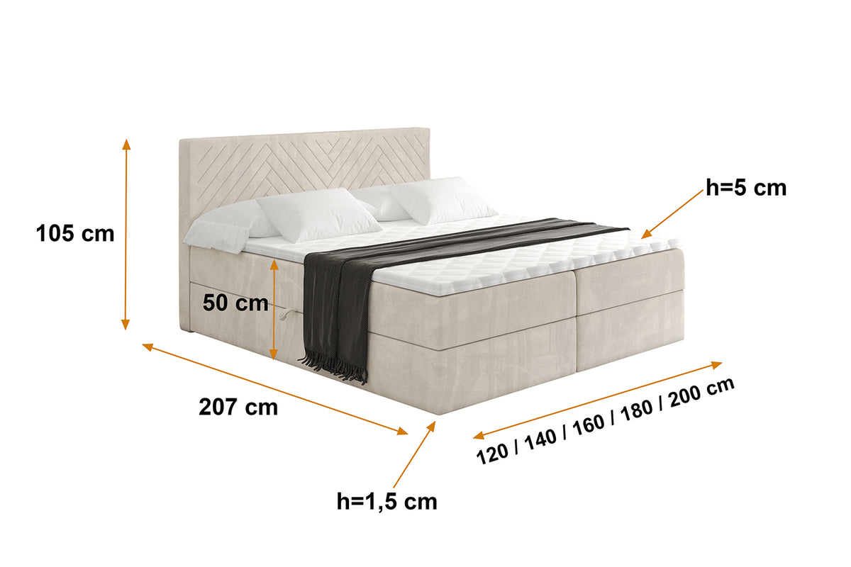 Łóżko boxspring VEXA welur
