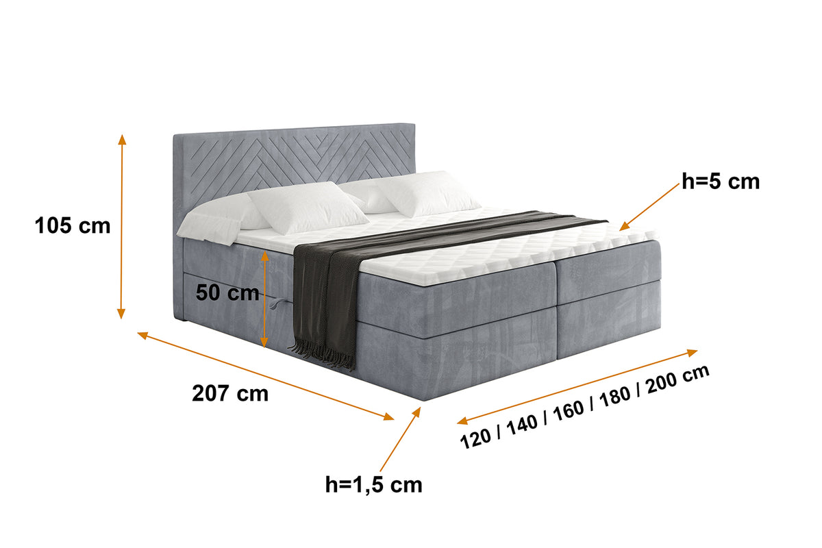 Łóżko boxspring VEXA welur
