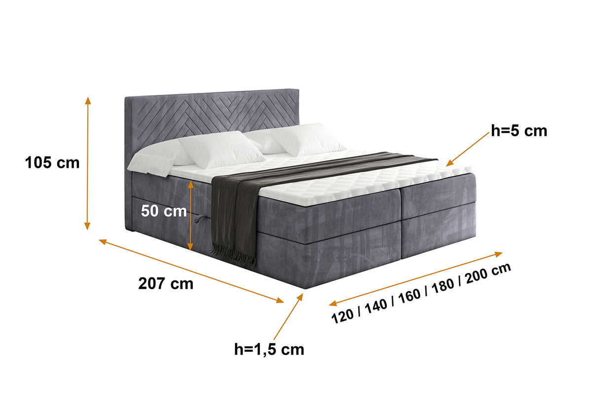 Łóżko boxspring VEXA welur