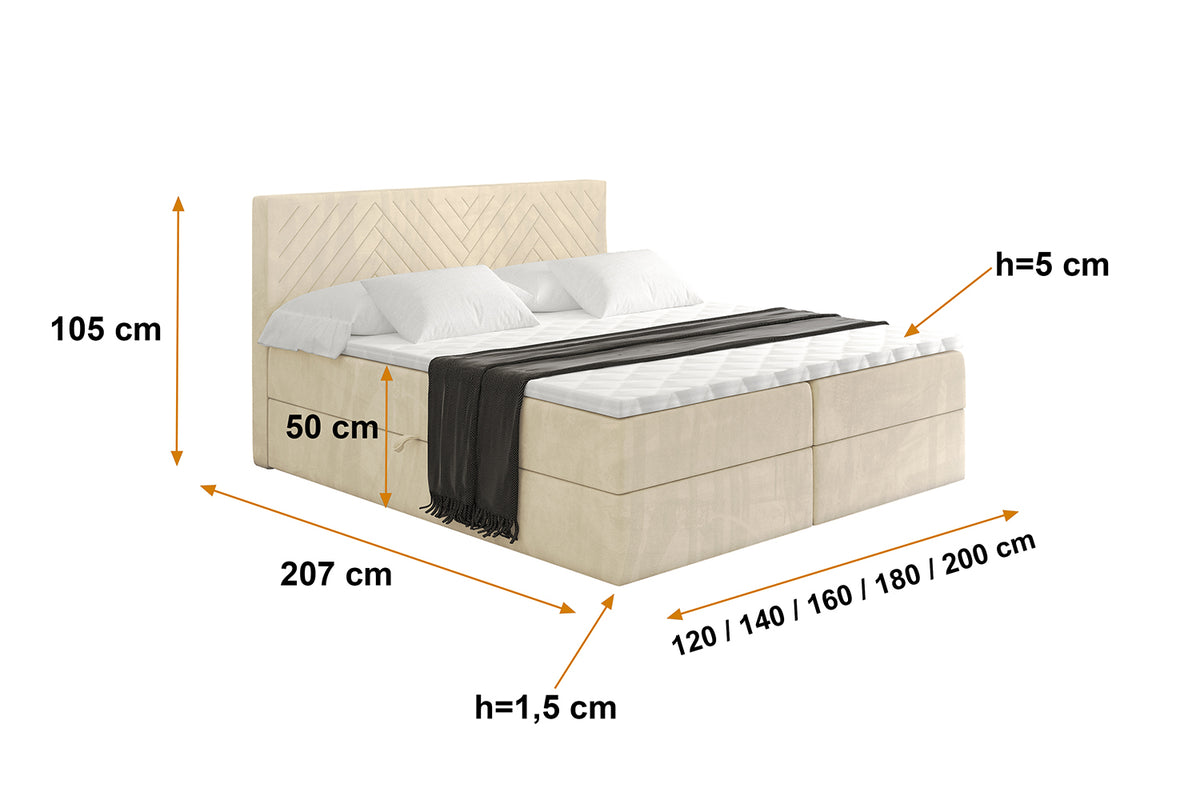Łóżko boxspring VEXA welur