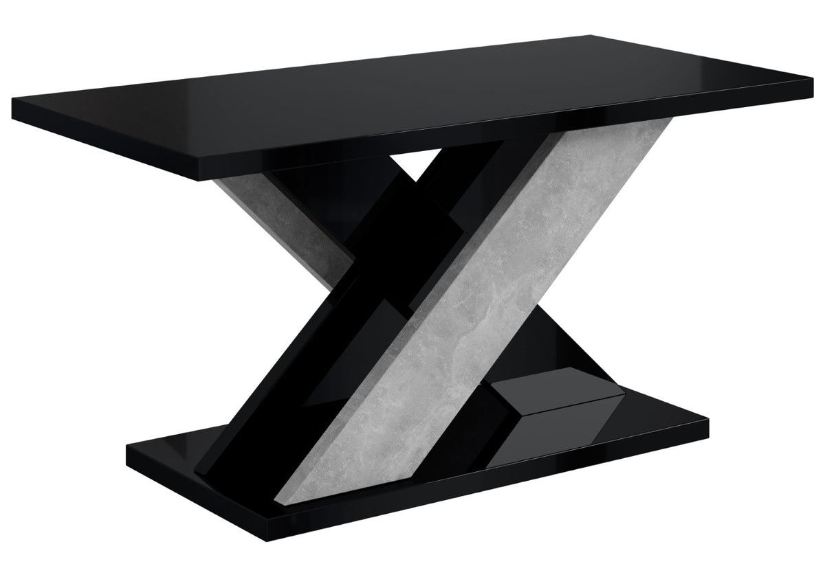 Couchtisch AOX MINI, Schwarz Hochglanz/Steinoptik