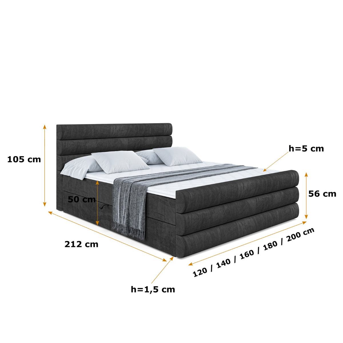 Łóżko boxspring CELESTIA-Z welur
