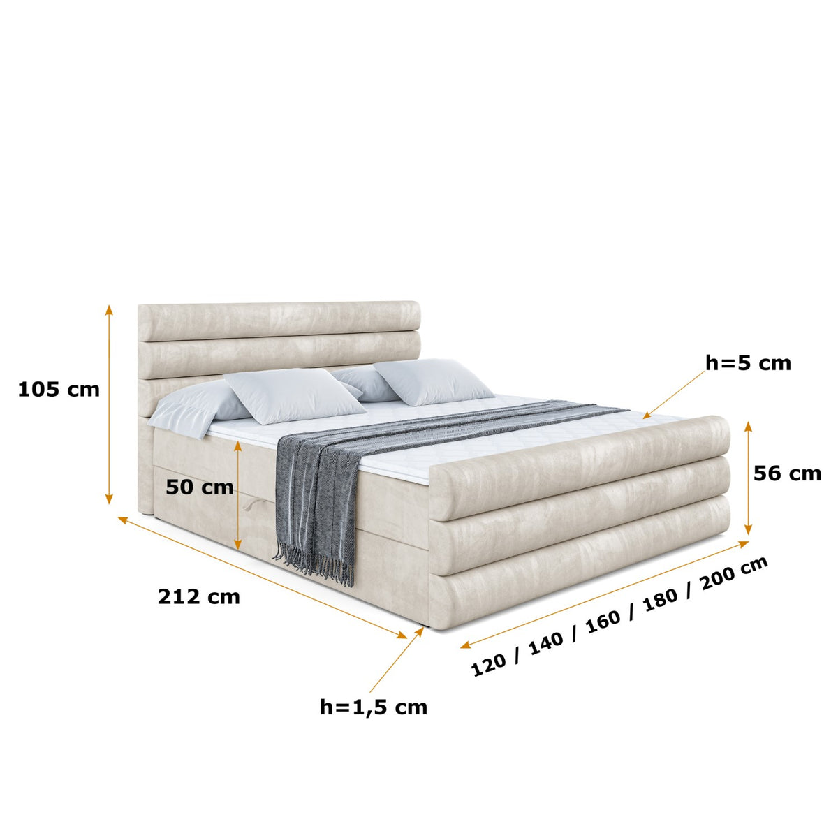 Łóżko boxspring CELESTIA-Z welur
