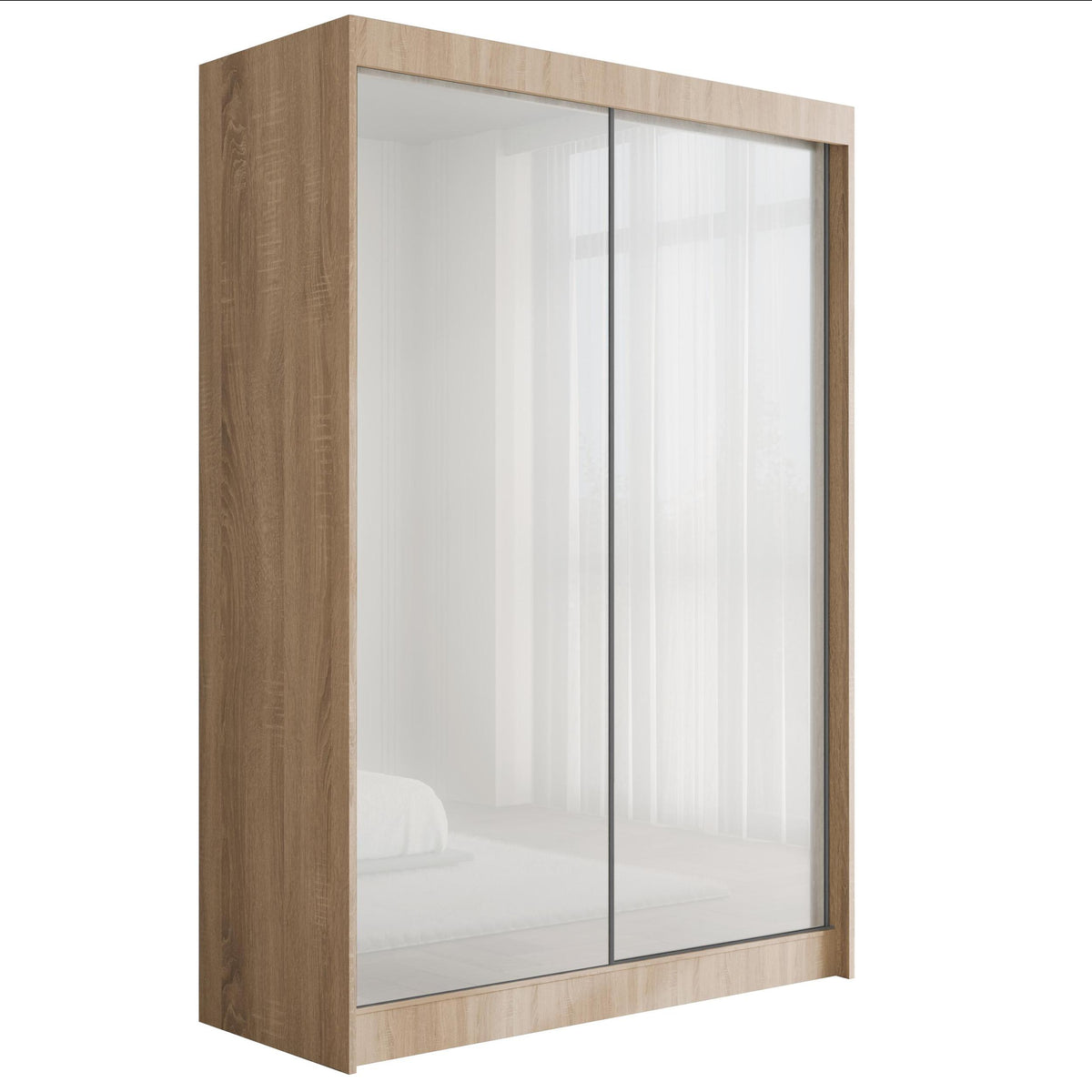 Szafa przesuwna PEKA, Sonoma/Biały Lacobel / 120 cm x 61 cm x 215 cm / Bez LED