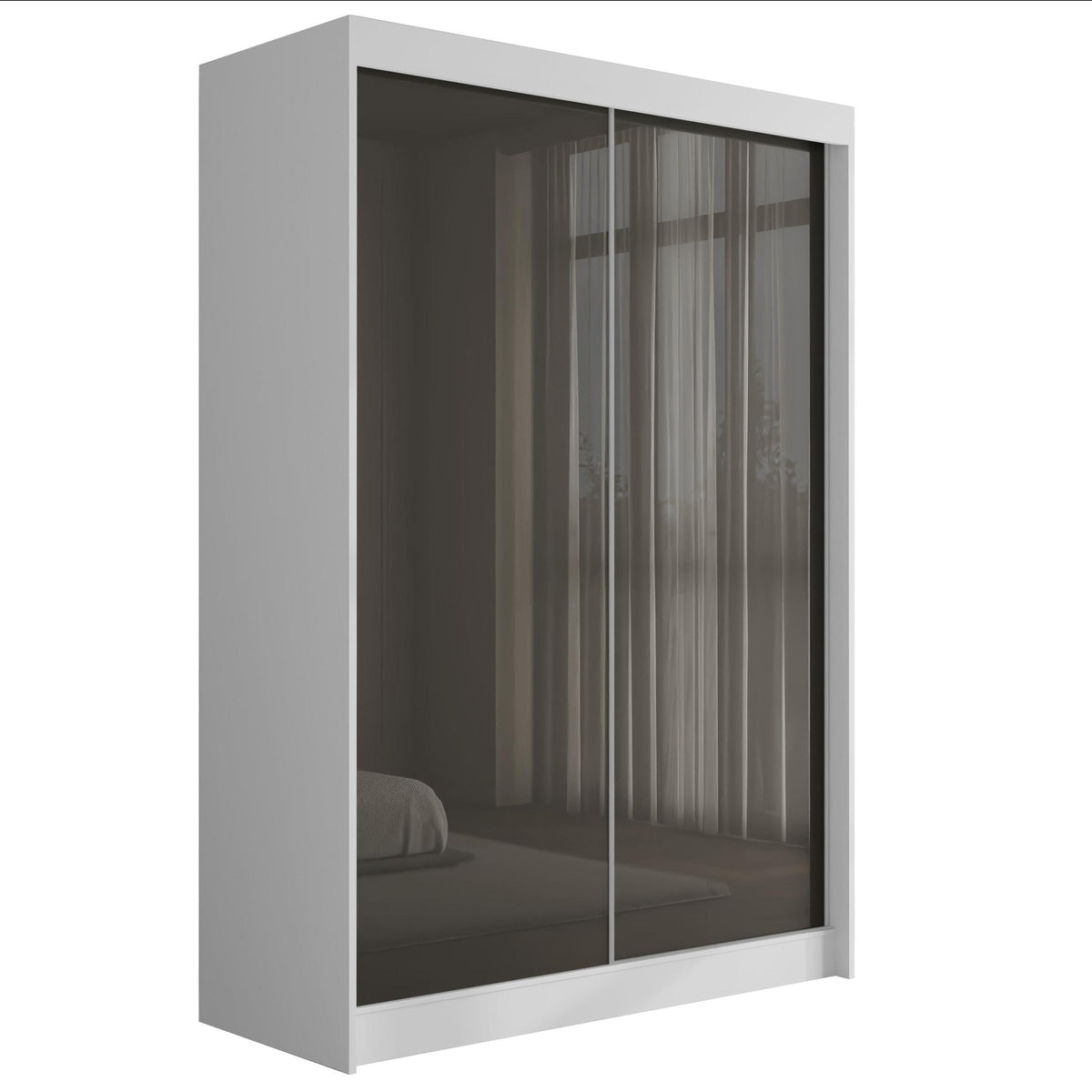 Szafa przesuwna PEKA, Biały/Szary Lacobel / 150 cm x 61 cm x 215 cm / Bez LED