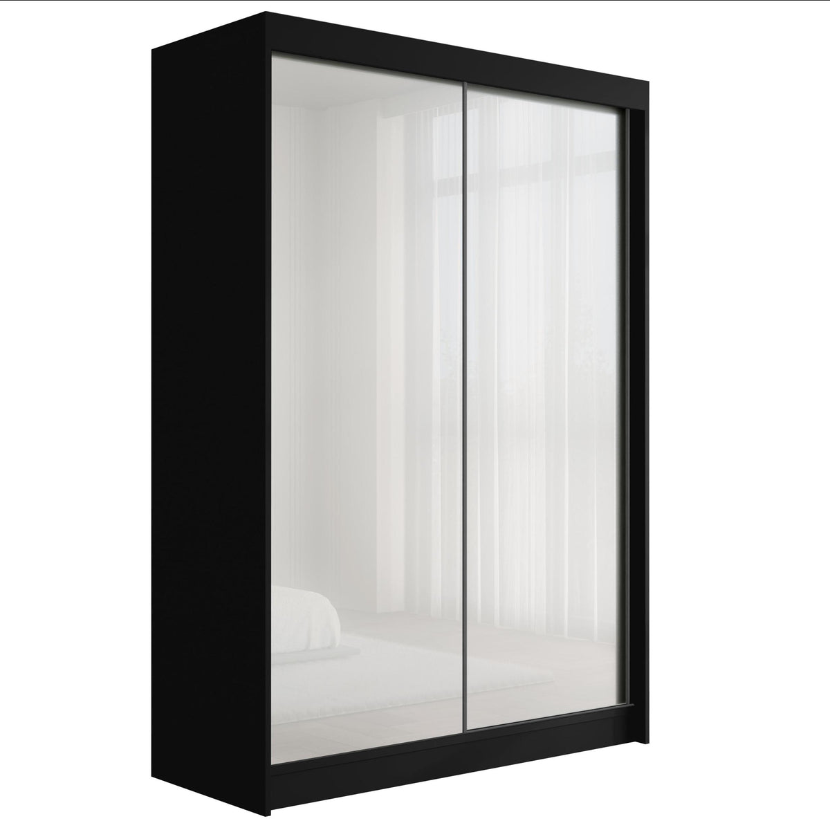 Szafa przesuwna PEKA, Czarny/Biały Lacobel / 150 cm x 61 cm x 215 cm / Bez LED