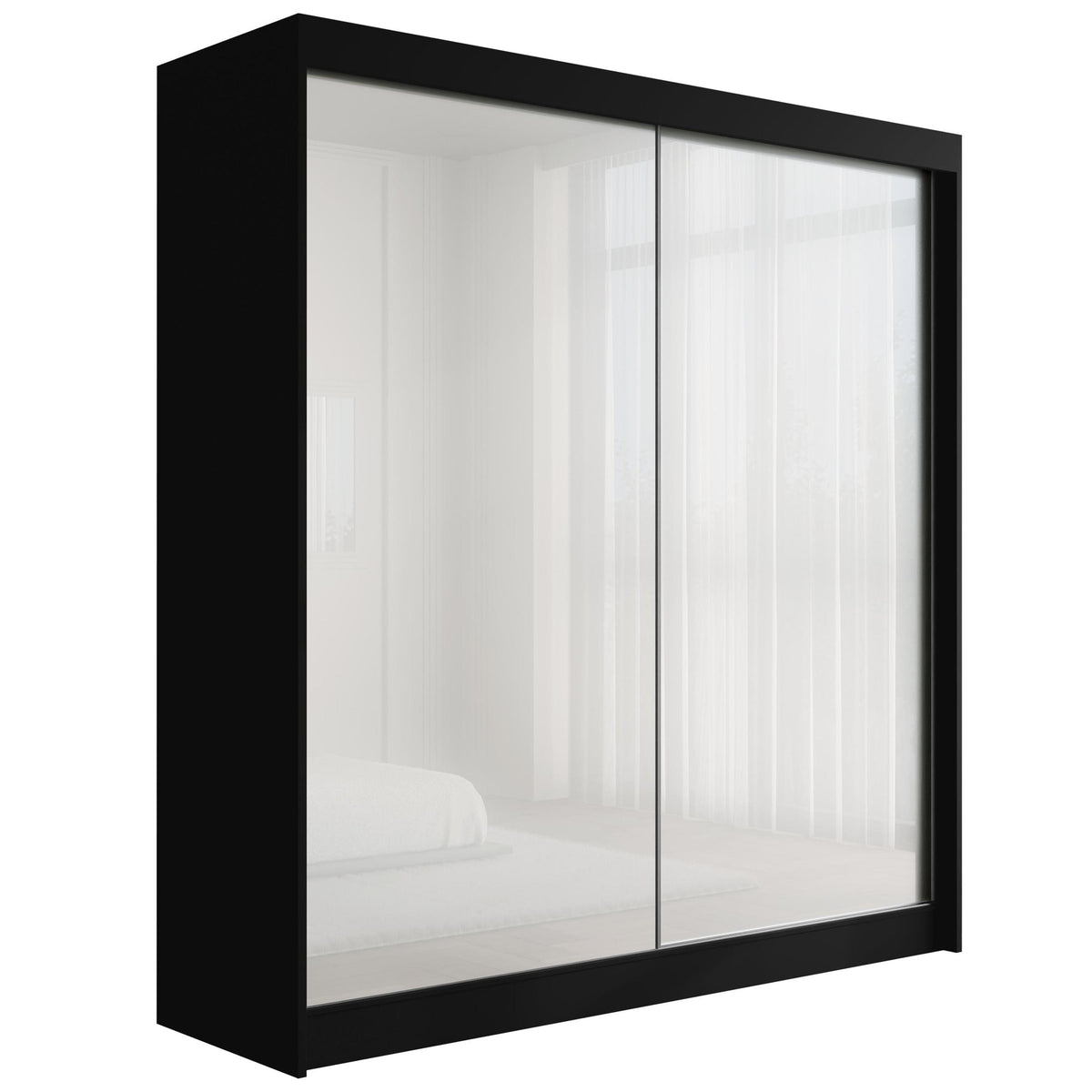 Szafa przesuwna PEKA, Czarny/Biały Lacobel / 200 cm x 61 cm x 215 cm / Bez LED