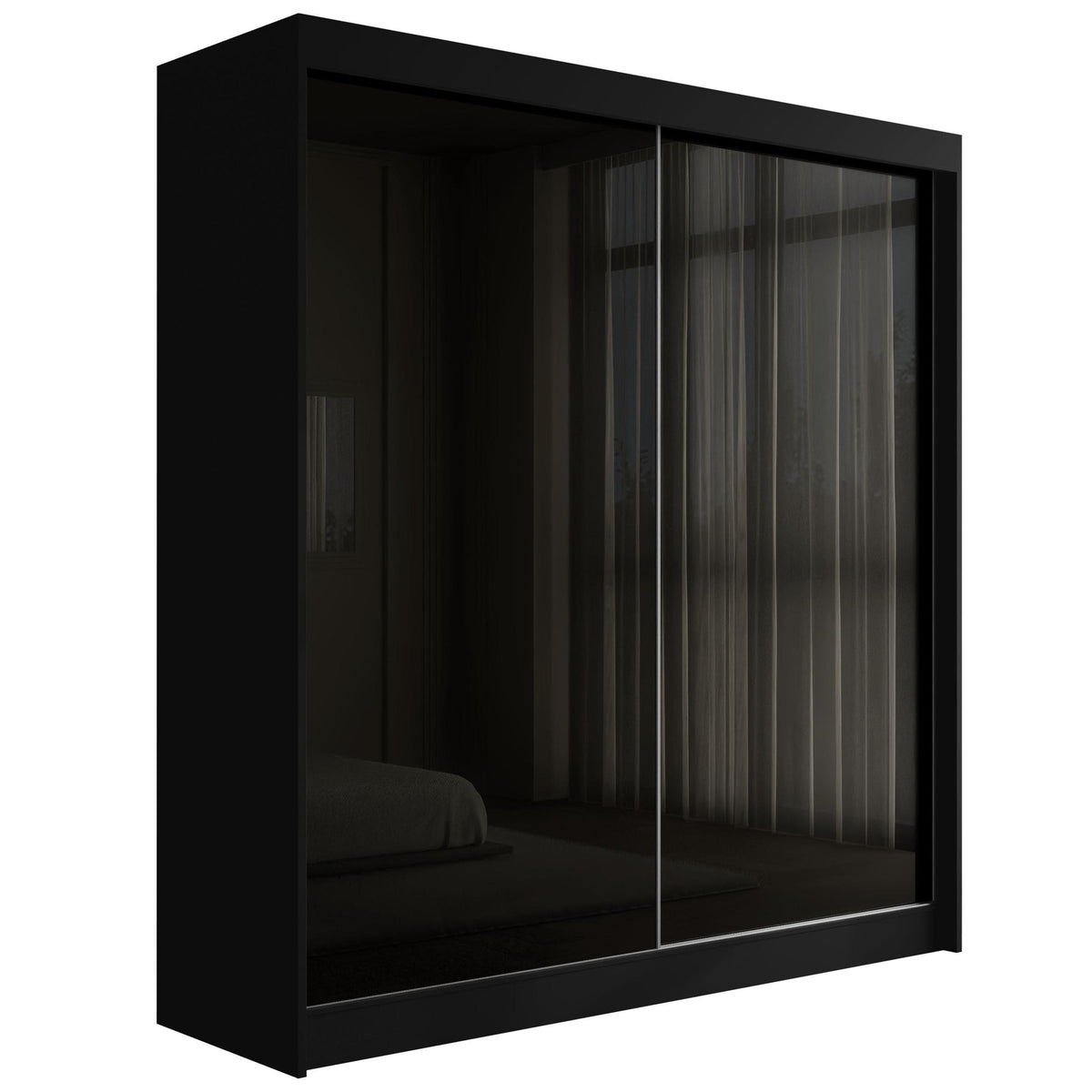 Szafa przesuwna PEKA, Czarny/Czarny Lacobel / 200 cm x 61 cm x 215 cm / Bez LED