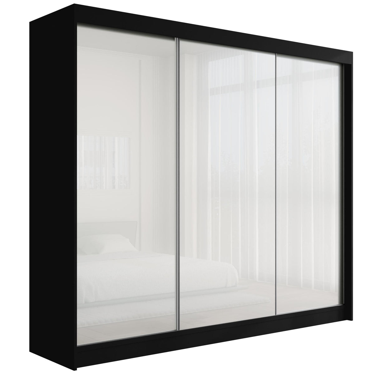 Szafa przesuwna PEKA, Czarny/Biały Lacobel / 250 cm x 61 cm x 215 cm / Bez LED