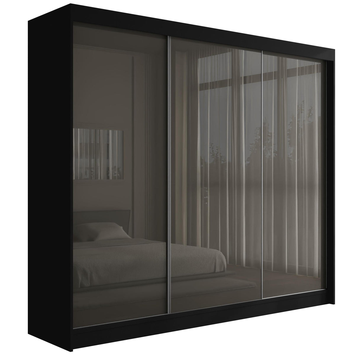 Szafa przesuwna PEKA, Czarny/Szary Lacobel / 250 cm x 61 cm x 215 cm / Bez LED