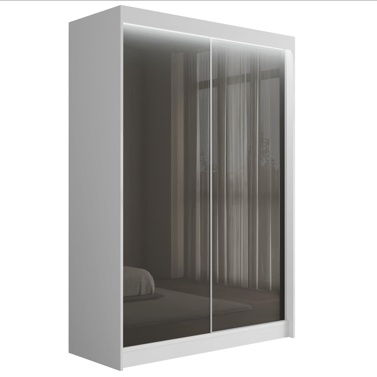 Szafa przesuwna PEKA, Biały/Szary Lacobel / 150 cm x 61 cm x 215 cm / Z LED
