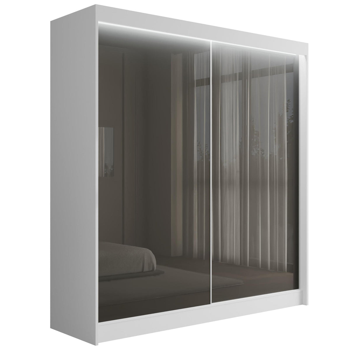 Szafa przesuwna PEKA, Biały/Szary Lacobel / 200 cm x 61 cm x 215 cm / Z LED