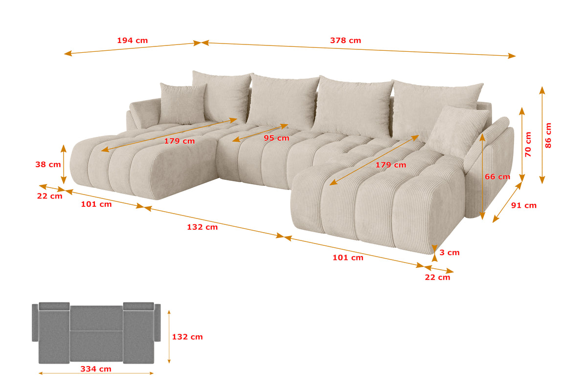 Wohnlandschaft TOKO-U-v1 Cord