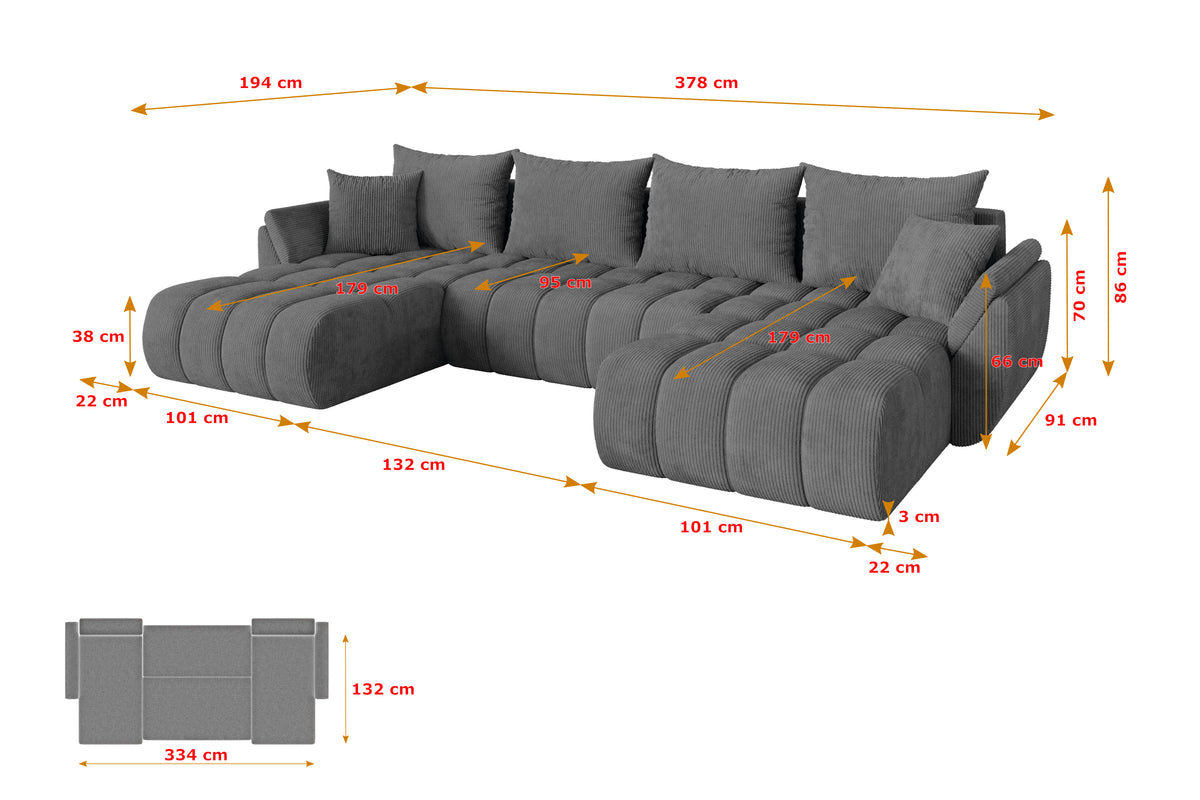 Wohnlandschaft TOKO-U-v1 Cord