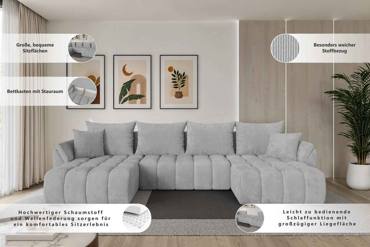 Wohnlandschaft TOKO-U-v1 Cord
