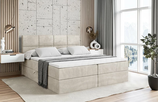 Stoffbeschreibung: Polsterstoff Casablanca: „Pet-friendly“, leicht zu reinigen (CleanBOO+), wasserabweisend mit Lotuseffekt, scheuerfest (45.000 Martindale- Zyklen), Gewicht 310g/m2 ±5 %, Bezug: Samt, Farbe: Beige - Casablanca 2301, Zimmer: Schlafzimmer, Länge: 207 cm, Breite: 120 cm, Höhe: 105 cm, Größe: 120x200 cm, Länge der Schlaffläche: 200 cm, Breite der Schlaffläche: 120 cm, Liegehöhe: 55 cm, Höhe der Matratze: 20 cm, Matratze: Bonellfederung, Farbe des Toppers: Weiß, Höhe des Toppers: 5 cm, Material des Toppers: Schaumstoff, Bettkasten: Ja, Anzahl der Bettkasten: 2, Höhe des Bettkastens: 30 cm, Höhe des Kopfteils: 105 cm, Material der Füße: Plastik, Höhe der Füße: 2 cm, Dicke des Kopfteils: 8 cm, Dicke des Fußteils: 7 cm, Gepolsterte Rückseite: Nein, Härtegrad der Matratze: H3 - 1