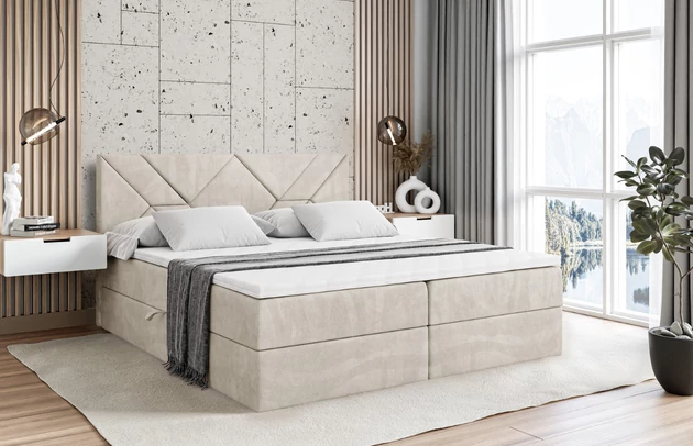 Stoffbeschreibung: Polsterstoff Casablanca: „Pet-friendly“, leicht zu reinigen (CleanBOO+), wasserabweisend mit Lotuseffekt, scheuerfest (45.000 Martindale- Zyklen), Gewicht 310g/m2 ±5 %, Bezug: Samt, Farbe: Beige - Casablanca 2301, Zimmer: Schlafzimmer, Länge: 207 cm, Breite: 120 cm, Höhe: 105 cm, Größe: 120x200 cm, Länge der Schlaffläche: 200 cm, Breite der Schlaffläche: 120 cm, Liegehöhe: 55 cm, Höhe der Matratze: 20 cm, Matratze: Bonellfederung, Farbe des Toppers: Weiß, Höhe des Toppers: 5 cm, Material des Toppers: Schaumstoff, Bettkasten: Ja, Anzahl der Bettkasten: 2, Höhe des Bettkastens: 30 cm, Höhe des Kopfteils: 105 cm, Material der Füße: Plastik, Höhe der Füße: 2 cm, Dicke des Kopfteils: 8 cm, Dicke des Fußteils: 7 cm, Gepolsterte Rückseite: Nein, Härtegrad der Matratze: H3 - 1