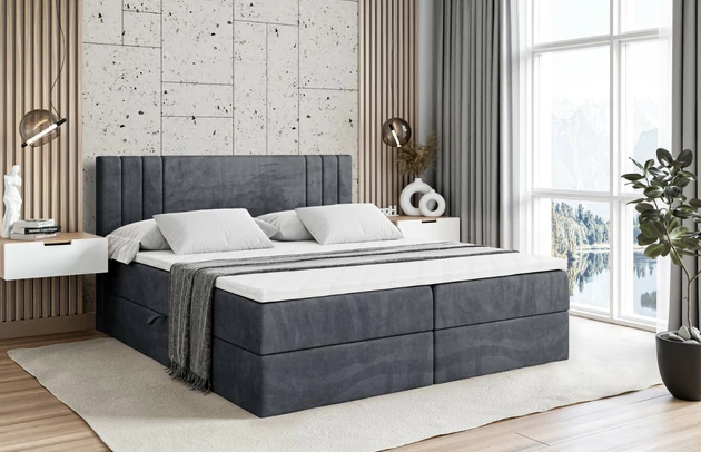 Stoffbeschreibung: Polsterstoff Casablanca: „Pet-friendly“, leicht zu reinigen (CleanBOO+), wasserabweisend mit Lotuseffekt, scheuerfest (45.000 Martindale- Zyklen), Gewicht 310g/m2 ±5 %, Bezug: Samt, Farbe: Dunkelgrau - Casablanca 2315, Zimmer: Schlafzimmer, Länge: 207 cm, Breite: 120 cm, Höhe: 105 cm, Größe: 120x200 cm, Länge der Schlaffläche: 200 cm, Breite der Schlaffläche: 120 cm, Liegehöhe: 55 cm, Höhe der Matratze: 20 cm, Matratze: Bonellfederung, Farbe des Toppers: Weiß, Höhe des Toppers: 5 cm, Material des Toppers: Schaumstoff, Bettkasten: Ja, Anzahl der Bettkasten: 2, Höhe des Bettkastens: 30 cm, Höhe des Kopfteils: 105 cm, Material der Füße: Plastik, Höhe der Füße: 2 cm, Dicke des Kopfteils: 8 cm, Dicke des Fußteils: 7 cm, Gepolsterte Rückseite: Nein, Härtegrad der Matratze: H3 - 1