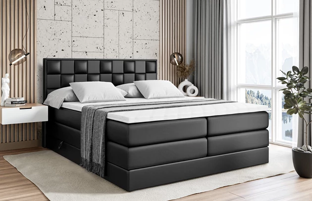 Stoffbeschreibung: Polsterstoff SOFT:Leicht zu reinigendes Lederimitat. scheuerfest (100.000 Martindale-Zyklen). lichtecht (6). reibecht (4-5). 100%PU (Oberseite) + 75%PES mit 25%CO (Unterseite), Bezug: Kunstleder, Farbe: Schwarz - Soft 11, Zimmer: Schlafzimmer, Stil: Modern, Länge: 208 cm, Breite: 120 cm, Höhe: 110 cm, Größe: 120x200 cm, Länge der Schlaffläche: 200 cm, Breite der Schlaffläche: 120 cm, Liegehöhe: 65 cm, Härtegrad der Matratze: H3 und H4, Höhe der Matratze: 37 cm, Matratze: Multipocketfederung und Bonellfederung, Farbe des Toppers: Weiß, Höhe des Toppers: 4 cm, Material des Toppers: Schaumstoff, Bettkasten: Ja, Anzahl der Bettkasten: 2, Höhe des Bettkastens: 24 cm, Höhe des Kopfteils: 110 cm, Material der Füße: Plastik, Höhe der Füße: 3 cm, Dicke des Kopfteils: 8 cm, Dicke des Fußteils: 7 cm, Gepolsterte Rückseite: Nein - 1