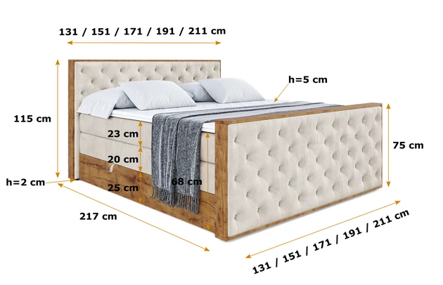 Boxspringbett LOLLI3-Z KING - 6