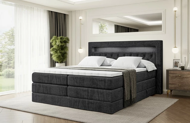 Gepolsterte Rückseite: Nein, Höhe des Kopfteils: 120 cm, Farbe des Toppers: Weiß, Länge: 215 cm, Höhe der Matratze: 37 cm, Breite: 148 cm, Größe: 120x200 cm, Breite der Schlaffläche: 120 cm, Höhe: 120 cm, Liegehöhe: 65 cm, Material des Toppers: Schaumstoff, Matratze: Multipocketfederung und Bonellfederung, Höhe der Bettkasten: 24 cm, Länge der Schlaffläche: 200 cm, Stoffbeschreibung: Polsterstoff Casablanca: „Pet-friendly“, leicht zu reinigen (CleanBOO+), wasserabweisend mit Lotuseffekt, scheuerfest (45.000 Martindale- Zyklen), Gewicht 310g/m2 ±5 %, Härtegrad der Matratze: H3 und H4, Bettkasten: Ja, Höhe der Füße: 3 cm, Anzahl der Bettkasten: 2, Material der Füße: Plastik, Dicke des Kopfteils: 8 cm, Höhe des Toppers: 4 cm, Dicke des Fußteils: 7 cm, Bezug: Samt, Farbe: Schwarz - Casablanca 2316, Zimmer: Schlafzimmer, Höhe des Bettkastens: 24 cm, Stil: Modern - 1
