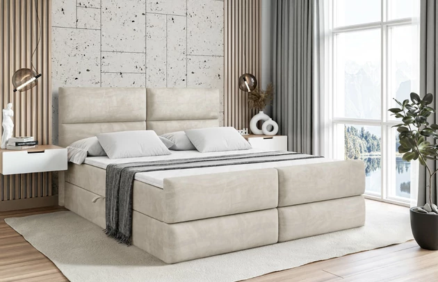 Stoffbeschreibung: Polsterstoff Casablanca: „Pet-friendly“, leicht zu reinigen (CleanBOO+), wasserabweisend mit Lotuseffekt, scheuerfest (45.000 Martindale- Zyklen), Gewicht 310g/m2 ±5 %, Bezug: Samt, Farbe: Beige - Casablanca 2301, Zimmer: Schlafzimmer, Länge: 212 cm, Breite: 120 cm, Höhe: 105 cm, Größe: 120x200 cm, Länge der Schlaffläche: 200 cm, Breite der Schlaffläche: 120-cm, Liegehöhe: 55 cm, Höhe der Matratze: 20 cm, Matratze: Bonellfederung, Farbe des Toppers: Weiß, Höhe des Toppers: 5 cm, Material des Toppers: Schaumstoff, Bettkasten: Ja, Anzahl der Bettkasten: 2, Höhe des Bettkastens: 30 cm, Höhe des Kopfteils: 105 cm, Material der Füße: Plastik, Höhe der Füße: 2 cm, Dicke des Kopfteils: 8 cm, Dicke des Fußteils: 7 cm, Gepolsterte Rückseite: Nein, Härtegrad der Matratze: H3 - 1