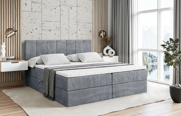 Stoffbeschreibung: Polsterstoff Casablanca: „Pet-friendly“, leicht zu reinigen (CleanBOO+), wasserabweisend mit Lotuseffekt, scheuerfest (45.000 Martindale- Zyklen), Gewicht 310g/m2 ±5 %, Bezug: Samt, Farbe: Grau - Casablanca 2314, Zimmer: Schlafzimmer, Länge: 207 cm, Breite: 120 cm, Höhe: 105 cm, Größe: 120x200 cm, Länge der Schlaffläche: 200 cm, Breite der Schlaffläche: 120 cm, Liegehöhe: 55 cm, Höhe der Matratze: 20 cm, Matratze: Bonellfederung, Farbe des Toppers: Weiß, Höhe des Toppers: 5 cm, Material des Toppers: Schaumstoff, Bettkasten: Ja, Anzahl der Bettkasten: 2, Höhe des Bettkastens: 30 cm, Höhe des Kopfteils: 105 cm, Material der Füße: Plastik, Höhe der Füße: 2 cm, Dicke des Kopfteils: 8 cm, Dicke des Fußteils: 7 cm, Gepolsterte Rückseite: Nein, Härtegrad der Matratze: H3 - 1