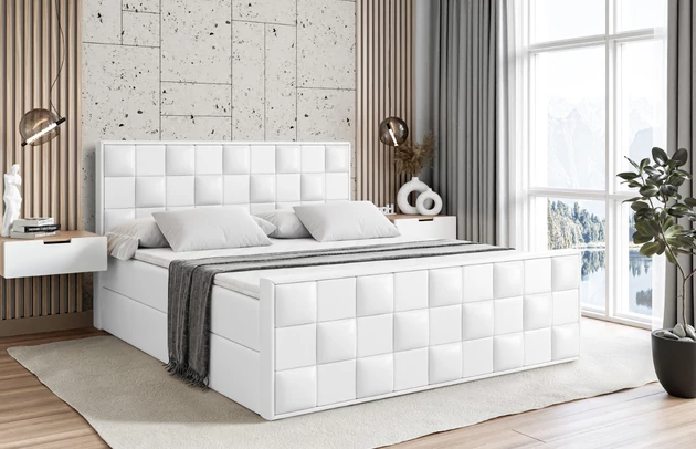 Bezug: Kunstleder, Farbe: Weiß - Soft 17, Zimmer: Schlafzimmer, Größe: 120x200 cm, Gepolsterte Rückseite: Nein, Stoffbeschreibung: Polsterstoff SOFT:Leicht zu reinigendes Lederimitat. scheuerfest (100.000 Martindale-Zyklen). lichtecht (6). reibecht (4-5). 100%PU (Oberseite) + 75%PES mit 25%CO (Unterseite), Farbe des Toppers: Weiß, Länge: 216 cm, Höhe der Matratze: 19 cm, Breite: 120 cm, Breite der Schlaffläche: 120 cm, Höhe: 110 cm, Liegehöhe: 57 cm, Material des Toppers: Schaumstoff, Matratze: Bonellfederung, Höhe der Bettkasten: 34 cm, Höhe des Kopfteils: 110 cm, Länge der Schlaffläche: 200 cm, Bettkasten: Ja, Höhe der Füße: 3 cm, Anzahl der Bettkasten: 2, Material der Füße: Plastik, Dicke des Kopfteils: 8 cm, Höhe des Toppers: 4 cm, Dicke des Fußteils: 7 cm, Höhe des Bettkastens: 34 cm, Härtegrad der Matratze: H3, Stil: Modern - 1