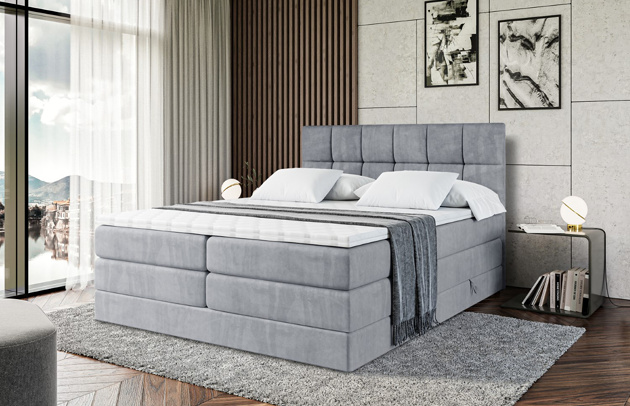 Material: Holz, Höhe: 110 cm, Stoffbeschreibung: Polsterstoff Casablanca: „Pet-friendly“, leicht zu reinigen (CleanBOO+), wasserabweisend mit Lotuseffekt, scheuerfest (45.000 Martindale- Zyklen), Gewicht 310g/m2 ±5 %, Höhe des Kopfteils: 110 cm, Bezug: Samt, Farbe: Grau - Casablanca 2314, Zimmer: Schlafzimmer, Länge: 207 cm, Breite: 180 cm, Größe: 180x200 cm, Länge der Schlaffläche: 200 cm, Breite der Schlaffläche: 180 cm, Liegehöhe: 73 cm, Härtegrad der Matratze: H3 und H4, Höhe der Matratze: 38 cm, Matratze: Multipocketfederung und Bonellfederung, Farbe des Toppers: Weiß, Höhe des Toppers: 5 cm, Material des Toppers: Schaumstoff, Bettkasten: Ja, Anzahl der Bettkasten: 2, Höhe des Bettkastens: 30 cm, Material der Füße: Plastik, Höhe der Füße: 2 cm, Dicke des Kopfteils: 8 cm, Dicke des Fußteils: 7 cm, Gepolsterte Rückseite: Nein, Höhe der Bettkasten: 30 cm - 1