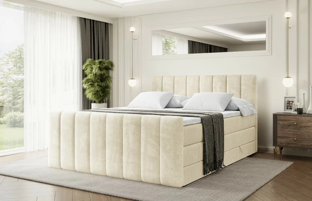 Stoffbeschreibung: Polsterstoff Monolith: Wasserabweisender und leicht zu reinigender Möbelstoff, scheuerfest (100.000 Martindale-Zyklen) lichtecht (5) und pillingarm (4-5), aus 100 % PES, Bezug: Samt, Farbe: Beige - Monolith 4, Zimmer: Schlafzimmer, Länge: 215 cm, Breite: 200 cm, Höhe: 115 cm, Größe: 200x200 cm, Länge der Schlaffläche: 200 cm, Breite der Schlaffläche: 200 cm, Liegehöhe: 73 cm, Härtegrad der Matratze: H3 und H4, Höhe der Matratze: 38 cm, Matratze: Multipocketfederung und Bonellfederung, Farbe des Toppers: Weiß, Höhe des Toppers: 5 cm, Material des Toppers: Schaumstoff, Bettkasten: Ja, Anzahl der Bettkasten: 2, Höhe des Bettkastens: 30 cm, Höhe des Kopfteils: 115 cm, Material der Füße: Plastik, Höhe der Füße: 2 cm, Dicke des Kopfteils: 8 cm, Dicke des Fußteils: 7 cm, Gepolsterte Rückseite: Nein - 1