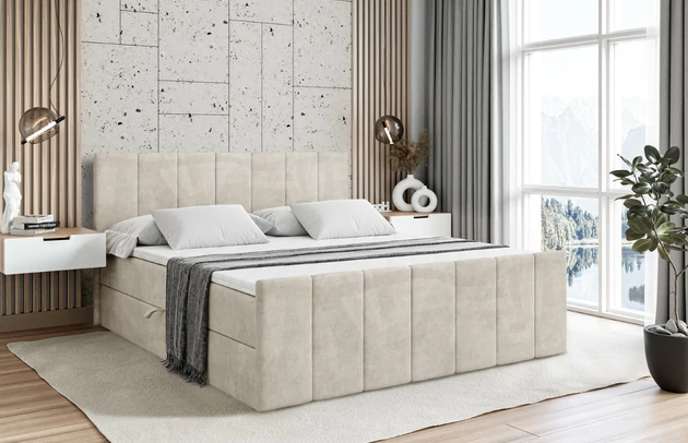 Stoffbeschreibung: Polsterstoff Casablanca: „Pet-friendly“, leicht zu reinigen (CleanBOO+), wasserabweisend mit Lotuseffekt, scheuerfest (45.000 Martindale- Zyklen), Gewicht 310g/m2 ±5 %, Bezug: Samt, Farbe: Beige - Casablanca 2301, Zimmer: Schlafzimmer, Länge: 212 cm, Breite: 120 cm, Höhe: 105 cm, Größe: 120x200 cm, Länge der Schlaffläche: 200 cm, Breite der Schlaffläche: 120-cm, Liegehöhe: 55 cm, Höhe der Matratze: 20 cm, Matratze: Bonellfederung, Farbe des Toppers: Weiß, Höhe des Toppers: 5 cm, Material des Toppers: Schaumstoff, Bettkasten: Ja, Anzahl der Bettkasten: 2, Höhe des Bettkastens: 30 cm, Höhe des Kopfteils: 105 cm, Material der Füße: Plastik, Höhe der Füße: 2 cm, Dicke des Kopfteils: 8 cm, Dicke des Fußteils: 7 cm, Gepolsterte Rückseite: Nein, Härtegrad der Matratze: H3 - 1