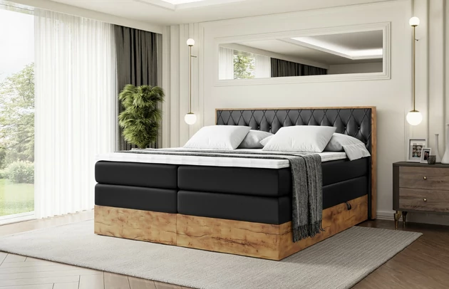 Bezug: Kunstleder, Farbe: Schwarz - Soft 11, Zimmer: Schlafzimmer, Länge: 210 cm, Breite: 151 cm, Höhe: 115 cm, Größe: 140x200 cm, Länge der Schlaffläche: 200 cm, Breite der Schlaffläche: 140 cm, Liegehöhe: 73 cm, Härtegrad der Matratze: h3-h4, Höhe der Matratze: 43 cm, Matratze: Multipocketfederung und Bonellfederung, Farbe des Toppers: Weiß, Höhe des Toppers: 5 cm, Material des Toppers: Schaumstoff, Bettkasten: Ja, Anzahl der Bettkasten: 2, Höhe des Bettkastens: 25 cm, Höhe des Kopfteils: 115 cm, Material der Füße: Plastik, Höhe der Füße: 2 cm, Dicke des Kopfteils: 8 cm, Dicke des Fußteils: 7 cm, Gepolsterte Rückseite: Nein, Stoffbeschreibung: Polsterstoff SOFT:Leicht zu reinigendes Lederimitat. scheuerfest (100.000 Martindale-Zyklen). lichtecht (6). reibecht (4-5). 100%PU (Oberseite) + 75%PES mit 25%CO (Unterseite) - 1
