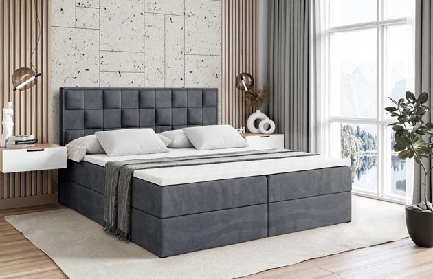 Stoffbeschreibung: Polsterstoff Casablanca: „Pet-friendly“, leicht zu reinigen (CleanBOO+), wasserabweisend mit Lotuseffekt, scheuerfest (45.000 Martindale- Zyklen), Gewicht 310g/m2 ±5 %, Bezug: Samt, Farbe: Dunkelgrau - Casablanca 2315, Zimmer: Schlafzimmer, Länge: 208 cm, Breite: 120 cm, Höhe: 110 cm, Größe: 120x200 cm, Länge der Schlaffläche: 200 cm, Breite der Schlaffläche: 120 cm, Liegehöhe: 57 cm, Höhe der Matratze: 19 cm, Matratze: Bonellfederung, Farbe des Toppers: Weiß, Höhe des Toppers: 4 cm, Material des Toppers: Schaumstoff, Bettkasten: Ja, Anzahl der Bettkasten: 2, Höhe des Bettkastens: 34 cm, Höhe des Kopfteils: 110 cm, Material der Füße: Plastik, Höhe der Füße: 3 cm, Dicke des Kopfteils: 8 cm, Dicke des Fußteils: 7 cm, Gepolsterte Rückseite: Nein, Härtegrad der Matratze: H3, Stil: Modern - 1