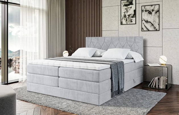 Material: Holz, Höhe des Kopfteils: 110 cm, Stoffbeschreibung: Polsterstoff Casablanca: „Pet-friendly“, leicht zu reinigen (CleanBOO+), wasserabweisend mit Lotuseffekt, scheuerfest (45.000 Martindale- Zyklen), Gewicht 310g/m2 ±5 %, Bezug: Samt, Farbe: Hellgrau - Monolith 84, Zimmer: Schlafzimmer, Länge: 212 cm, Breite: 120 cm, Höhe: 110 cm, Größe: 120x200 cm, Länge der Schlaffläche: 200 cm, Breite der Schlaffläche: 120 cm, Liegehöhe: 55 cm, Härtegrad der Matratze: H4, Höhe der Matratze: 38 cm, Matratze: Multipocketfederung und Bonellfederung, Farbe des Toppers: Weiß, Höhe des Toppers: 5 cm, Material des Toppers: Schaumstoff, Bettkasten: Ja, Anzahl der Bettkasten: 2, Höhe des Bettkastens: 30 cm, Material der Füße: Plastik, Höhe der Füße: 2 cm, Dicke des Kopfteils: 8 cm, Dicke des Fußteils: 7 cm, Gepolsterte Rückseite: Nein - 1