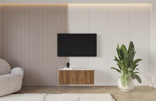 Material: Holzwerkstoff, Material der Rückwand: MDF, Ausführung: Hängend, Größe: 100 cm, Farbe: Weiß und Katania, Zimmer: Wohnzimmer, Anzahl der Türen: 2, Front-Typ: Gefräste, Art der Griffe: Griffleiste, Art der Türen: Klapptür, Breite: 100 cm, Tiefe: 40 cm, Höhe: 40 cm, Geschlossene Fächer: 4, Anzahl der Teile: 1 - 1