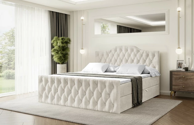 Stoffbeschreibung: Polsterstoff Casablanca: „Pet-friendly“, leicht zu reinigen (CleanBOO+), wasserabweisend mit Lotuseffekt, scheuerfest (45.000 Martindale- Zyklen), Gewicht 310g/m2 ±5 %, Bezug: Samt, Farbe: Beige - Casablanca 2301, Zimmer: Schlafzimmer, Länge: 212 cm, Breite: 120 cm, Höhe: 105 cm, Größe: 120x200 cm, Länge der Schlaffläche: 200 cm, Breite der Schlaffläche: 120-cm, Liegehöhe: 55 cm, Höhe der Matratze: 20 cm, Matratze: Bonellfederung, Farbe des Toppers: Weiß, Höhe des Toppers: 5 cm, Material des Toppers: Schaumstoff, Bettkasten: Ja, Anzahl der Bettkasten: 2, Höhe des Bettkastens: 30 cm, Höhe des Kopfteils: 105 cm, Material der Füße: Plastik, Höhe der Füße: 2 cm, Dicke des Kopfteils: 8 cm, Dicke des Fußteils: 7 cm, Gepolsterte Rückseite: Nein, Härtegrad der Matratze: H3 - 1