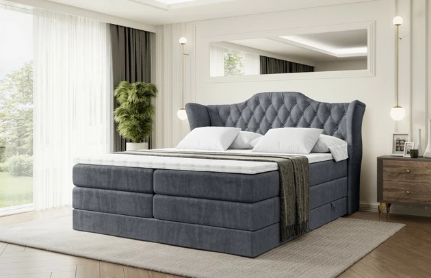 Stoffbeschreibung: Polsterstoff Casablanca: „Pet-friendly“, leicht zu reinigen (CleanBOO+), wasserabweisend mit Lotuseffekt, scheuerfest (45.000 Martindale- Zyklen), Gewicht 310g/m2 ±5 %, Bezug: Samt, Farbe: Dunkelgrau - Casablanca 2315, Zimmer: Schlafzimmer, Länge: 207 cm, Breite: 120 cm, Höhe: 115 cm, Größe: 120x200 cm, Länge der Schlaffläche: 200 cm, Breite der Schlaffläche: 120 cm, Liegehöhe: 73 cm, Härtegrad der Matratze: H3 und H4, Höhe der Matratze: 38 cm, Matratze: Multipocketfederung und Bonellfederung, Farbe des Toppers: Weiß, Höhe des Toppers: 5 cm, Material des Toppers: Schaumstoff, Bettkasten: Ja, Anzahl der Bettkasten: 2, Höhe des Bettkastens: 30 cm, Höhe des Kopfteils: 115 cm, Material der Füße: Plastik, Höhe der Füße: 2 cm, Dicke des Kopfteils: 8 cm, Dicke des Fußteils: 7 cm, Gepolsterte Rückseite: Nein - 1