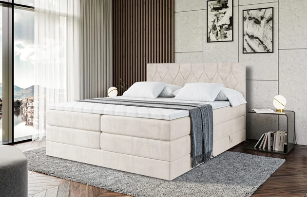 Material: Holz, Höhe des Kopfteils: 110 cm, Stoffbeschreibung: Polsterstoff Casablanca: „Pet-friendly“, leicht zu reinigen (CleanBOO+), wasserabweisend mit Lotuseffekt, scheuerfest (45.000 Martindale- Zyklen), Gewicht 310g/m2 ±5 %, Bezug: Samt, Farbe: Beige - Casablanca 2301, Zimmer: Schlafzimmer, Länge: 212 cm, Breite: 120 cm, Höhe: 110 cm, Größe: 120x200 cm, Länge der Schlaffläche: 200 cm, Breite der Schlaffläche: 120 cm, Liegehöhe: 55 cm, Härtegrad der Matratze: H4, Höhe der Matratze: 38 cm, Matratze: Multipocketfederung und Bonellfederung, Farbe des Toppers: Weiß, Höhe des Toppers: 5 cm, Material des Toppers: Schaumstoff, Bettkasten: Ja, Anzahl der Bettkasten: 2, Höhe des Bettkastens: 30 cm, Material der Füße: Plastik, Höhe der Füße: 2 cm, Dicke des Kopfteils: 8 cm, Dicke des Fußteils: 7 cm, Gepolsterte Rückseite: Nein - 1