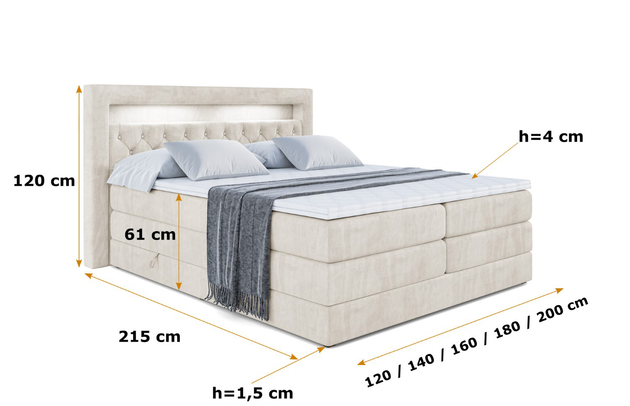 Boxspringbett NOEL GOLD KING - 6